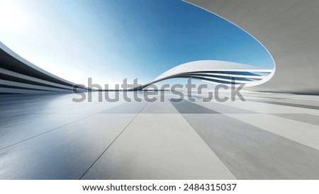 3d render of abstract structure futuristic architecture with empty concrete floor