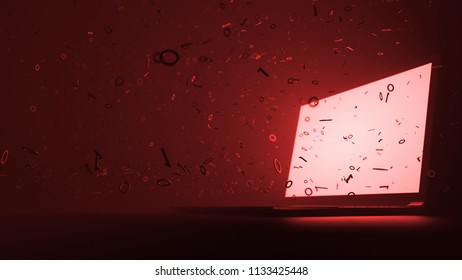 3d render abstract technology background with light and binary digit particles.