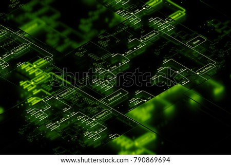 3d render abstract technology background. Big data concept illustration. Decimals are connected in a analytic graph.