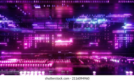 3d render, abstract urban background with glowing neon light, virtual reality cyber space, digital wallpaper