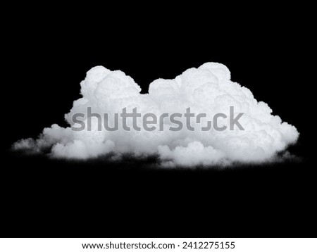 3d render, abstract white cumulus. Sky design element. Realistic cloud clip art isolated on black background