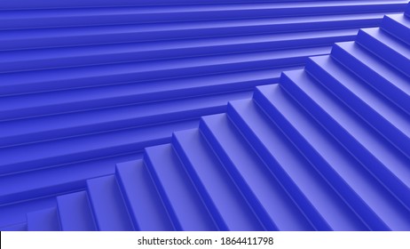 3d Render Abstraction Blue Stairs Illusion