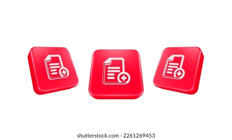3D Render add file plus creat Icon For Web Mobile App Social Media Promotion