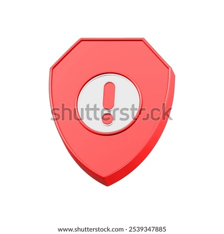 3d render alert icon with shield, Concept of privacy, good password, secure data protection, computer or phone access security, verification