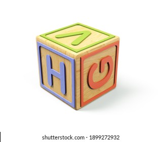 3d Render Alphabet Blocks Childrens Cube On White Background