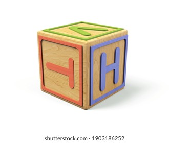 3d Render Alphabet Blocks Childrens Cube On White Background