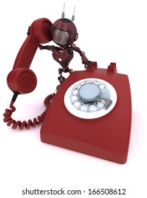 3D Render of an Android with telephone