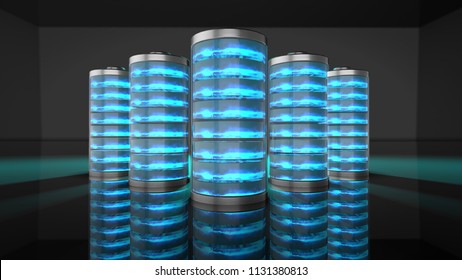 3D Render Animation Of Batteries And Battery Technology With Fast Recharge High Power Electric Energy Supply To Run A Green Renewable Energy Battery Storage Future 