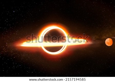 3D Render animation and Illustration. view of space and black hole system. The Planet orbit the black hole. Colorful deep space. Universe concept background. Elements of this image furnished by NASA.