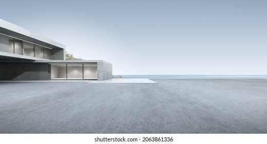 3d render of architecture background with concrete floor, car advertising.