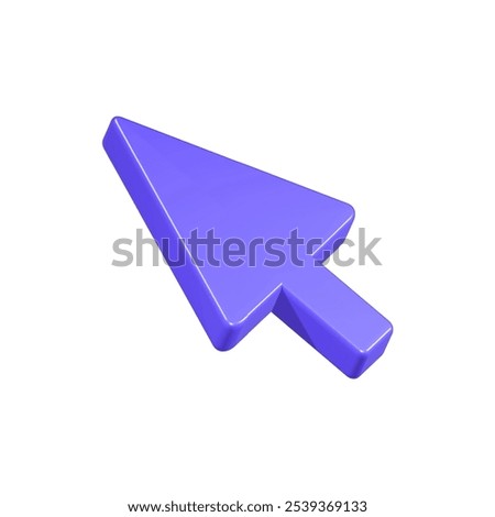 3d render arrow point icon blue color