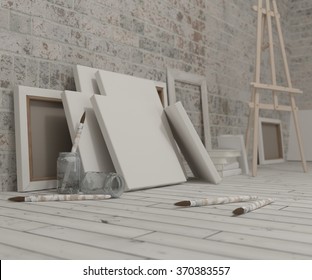 3D Render Of An Artist Studio