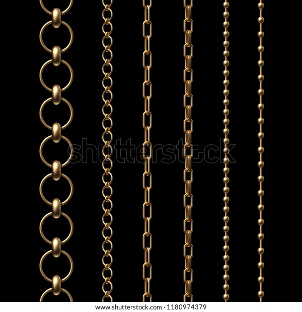 3d Render Assorted Gold Chains Design Stock Illustration 1180974379