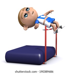 3d render of an athlete doing the high jump