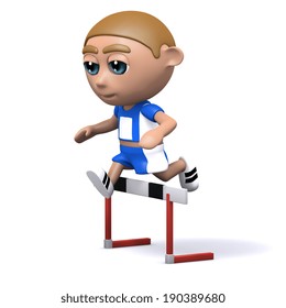 3d render of an athlete jumping a hurdle