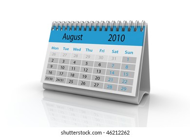 3d render of the August 2010 calendar.