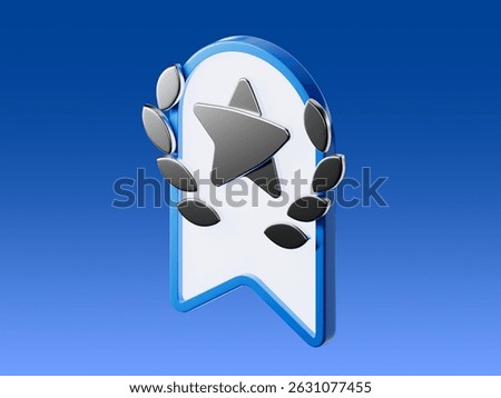 3D render of a badge icon with a star and laurel wreath, symbolizing high rating, achievement, and recognition. Perfect for UX, gamification or reward systems.