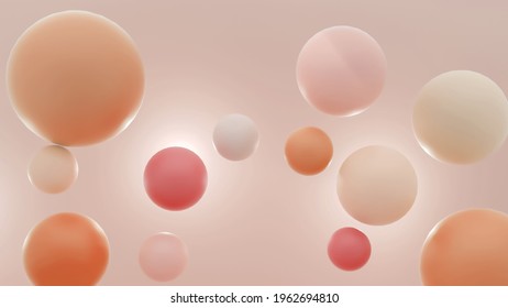 3D Render Ball Orange And Pink Color Floating In The Air With Light And Shadow ,3d Illustration, 3d Rendering.