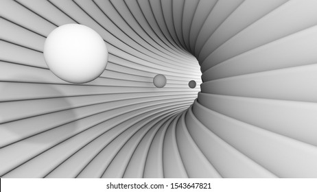 3D Render - Balls In Tunel