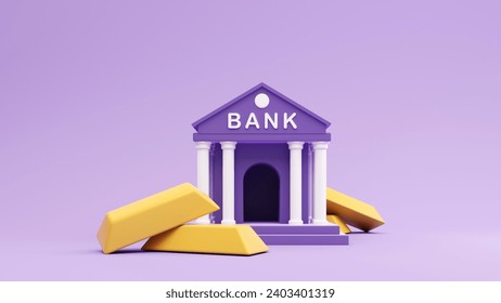 3D render banking system, noble payment. Digital wallet with an application for payment of credit and debit cards. The stylized concept of the bank, preservation and safety of money and savings.
