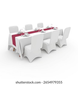 3d render Banquet Table and Chair design element Furniture