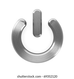 3d Render Of Beautiful Metal Power Button On White Background