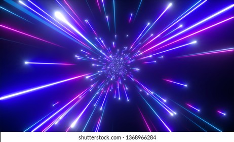 3d render, big bang, galaxy, abstract cosmic background, celestial, beauty of universe, speed of light, fireworks, neon glow, stars, cosmos, ultraviolet infrared light, outer space