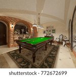 3d render of billiard saloon view
