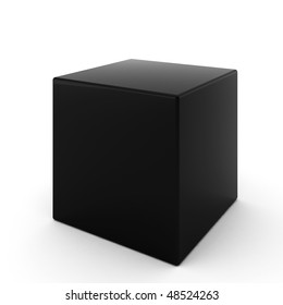 3d Render Of Black Cube On White