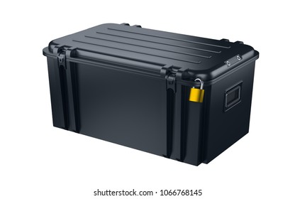 3d render. Black plastic case on the lock on a isolated background. CS GO