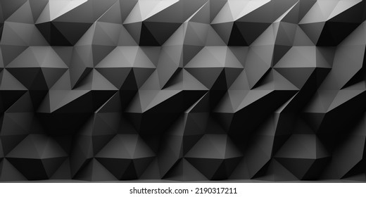 3d Render Black Polygonal Abstract Background Stock Illustration ...