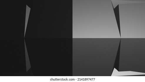 3d Render With Black And White Geometry Surface