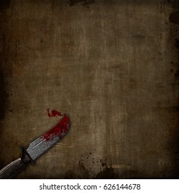 3D Render Of A Bloody Dagger On A Grunge Background