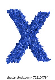 3D render of blue abstract alphabet make from small papers.Big letter X with clipping path. Isolated on white background - Shutterstock ID 732104794