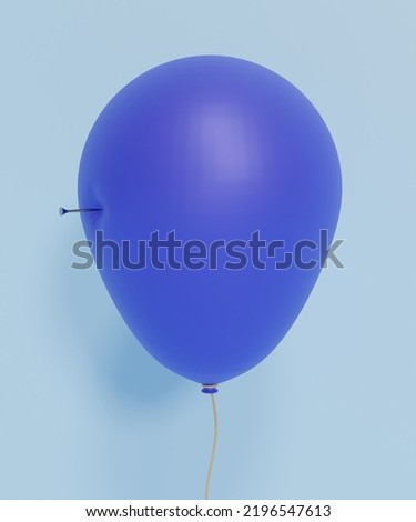 3D render of a blue balloon with a pin pressing against its surface so that it is about to pop