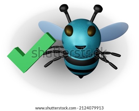 3D render of Blue Bee and checkmark
