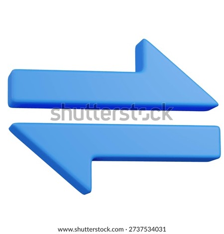 3D render  Blue Bidirectional Arrows Icon