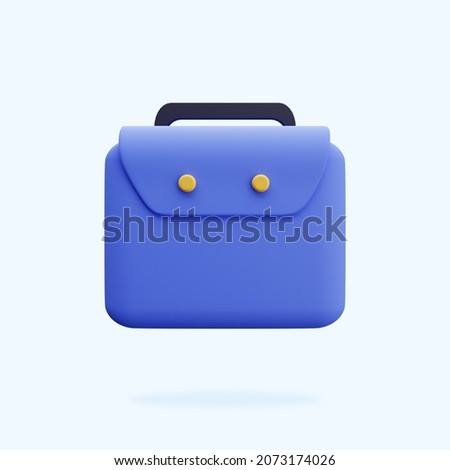 3d render Blue briefcase icon business illustration concept on light blue background