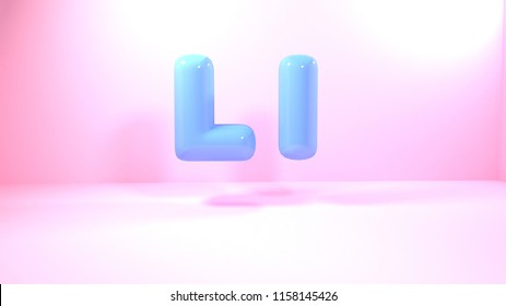 3d Render Blue Bubble Plastic On Pink Background Letters L