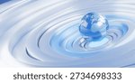 3D render: Blue globe Earth on abstract, swirling white and blue technology background. Modern digital network concept, global communication, news backdrop. Clean, futuristic design, wallpaper