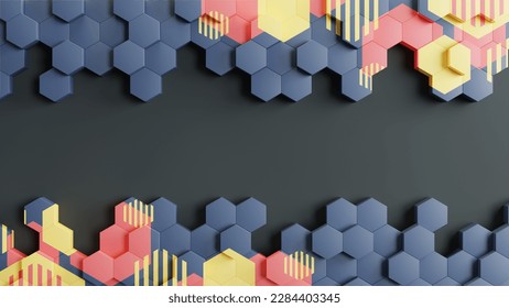 3d render blue hexagon abstract background