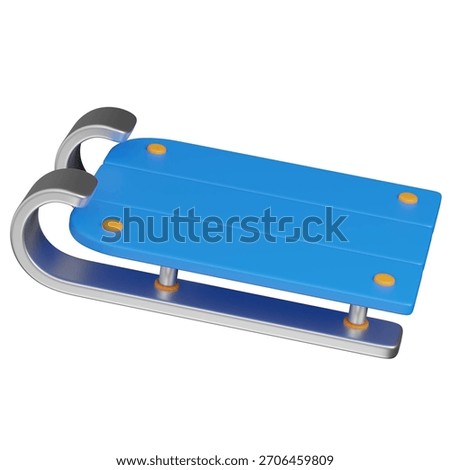 3D Render of a Blue and Silver Sled for Winter Activities icon 