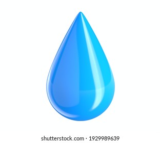 3D Render Of Blue Water Drop Icon