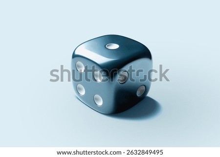 3d render blueish game cube. Casino Dice icon.