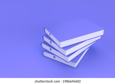 3D Render Books Stack Of Book Covers Textbook Bookmark Mockup Style Design.