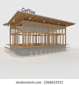3d Render Booth Coffee 1