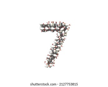3D Render Of Bowling Pin Themed Font Number 7