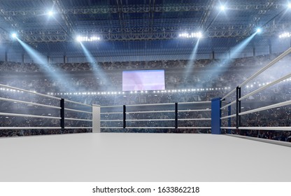 3D Render Boxing Ring. Boxing Arena.