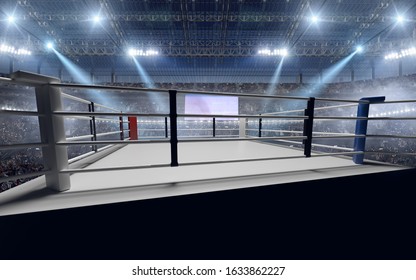 3D render Boxing ring. Boxing arena.