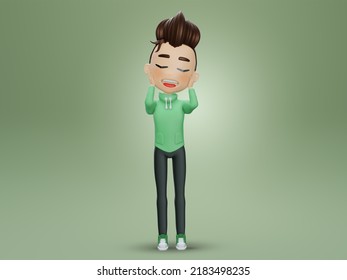 3d Render Boy Cute Shy Teen